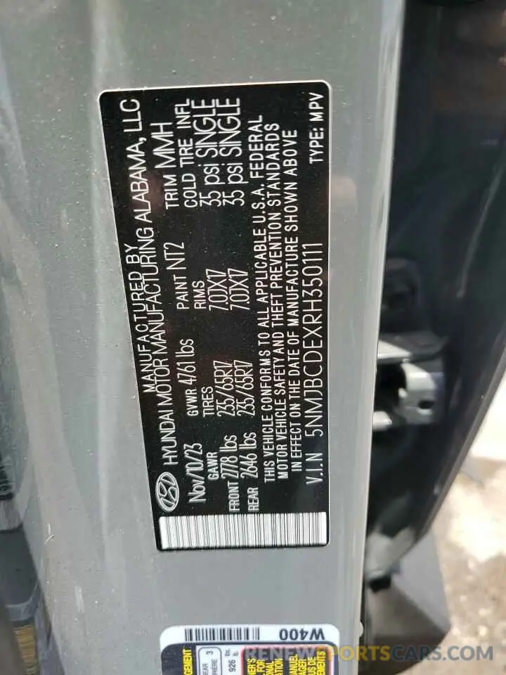 13 Photograph of a damaged car 5NMJBCDEXRH350111 HYUNDAI TUCSON 2024
