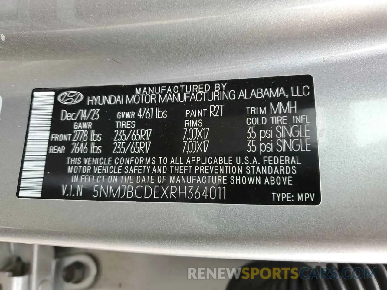 15 Photograph of a damaged car 5NMJBCDEXRH364011 HYUNDAI TUCSON 2024