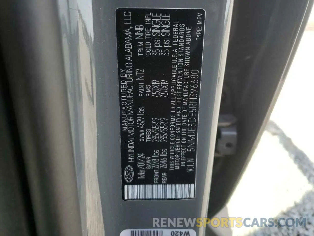 13 Photograph of a damaged car 5NMJE3DE5RH396680 HYUNDAI TUCSON 2024