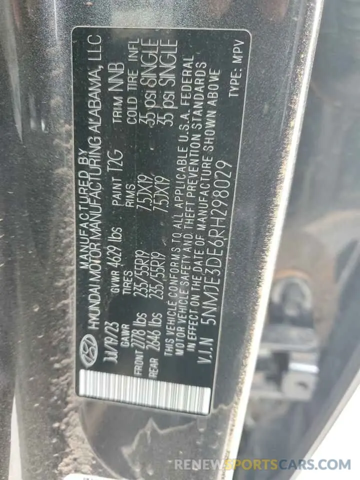 14 Photograph of a damaged car 5NMJE3DE6RH298029 HYUNDAI TUCSON 2024
