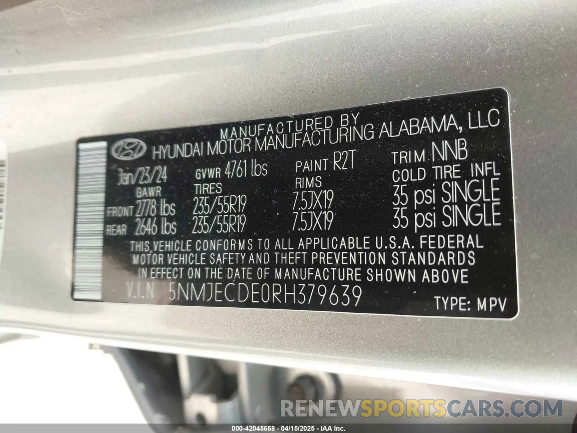 9 Photograph of a damaged car 5NMJECDE0RH379639 HYUNDAI TUCSON 2024