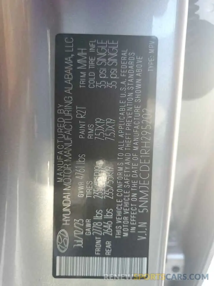 13 Photograph of a damaged car 5NMJECDE1RH295202 HYUNDAI TUCSON 2024