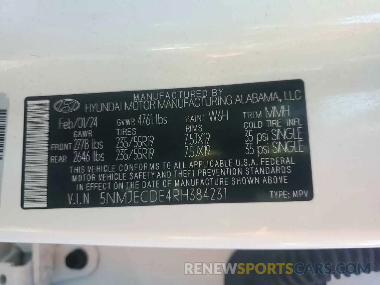 13 Photograph of a damaged car 5NMJECDE4RH384231 HYUNDAI TUCSON 2024