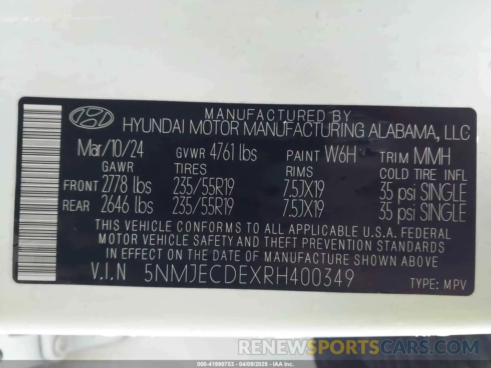 9 Photograph of a damaged car 5NMJECDEXRH400349 HYUNDAI TUCSON 2024