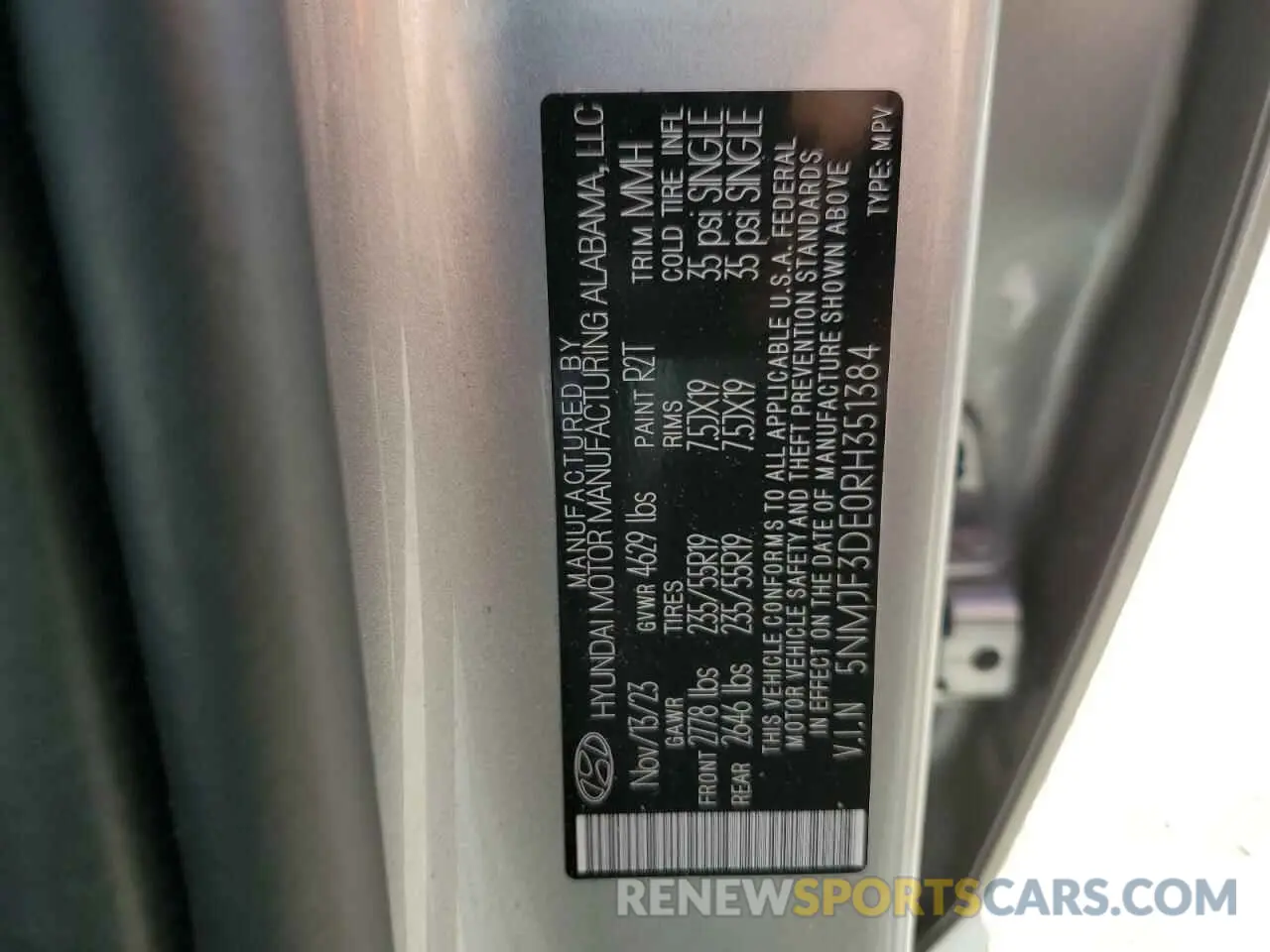 15 Photograph of a damaged car 5NMJF3DE0RH351384 HYUNDAI TUCSON 2024