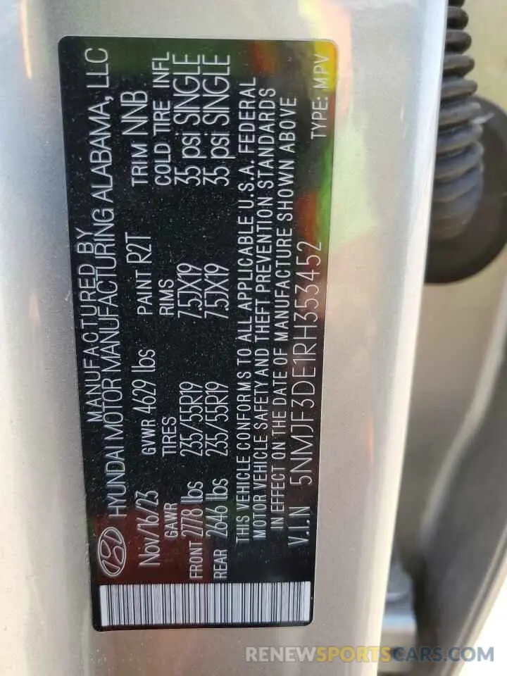 13 Photograph of a damaged car 5NMJF3DE1RH353452 HYUNDAI TUCSON 2024