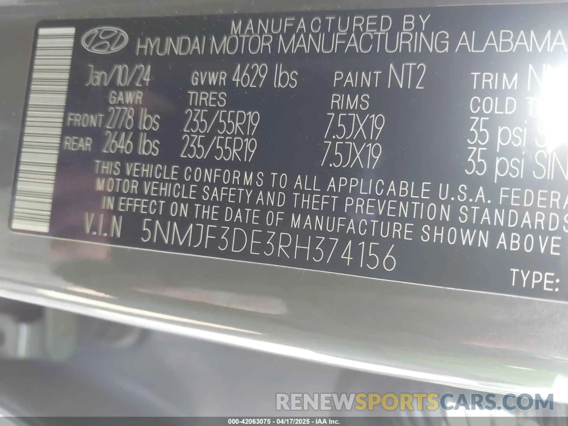9 Photograph of a damaged car 5NMJF3DE3RH374156 HYUNDAI TUCSON 2024