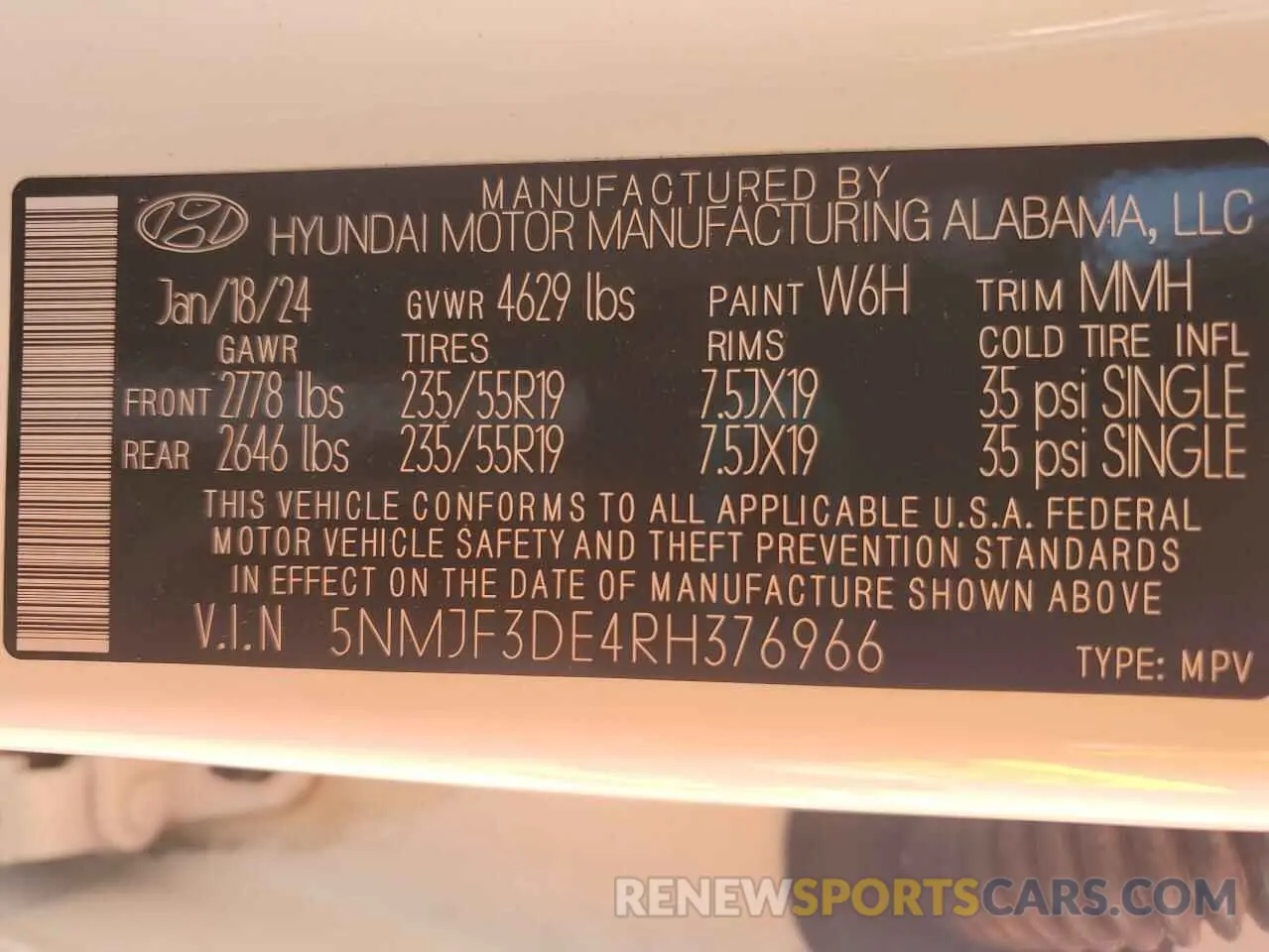 13 Photograph of a damaged car 5NMJF3DE4RH376966 HYUNDAI TUCSON 2024