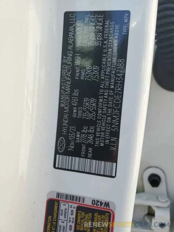13 Photograph of a damaged car 5NMJFCDE2RH347188 HYUNDAI TUCSON 2024
