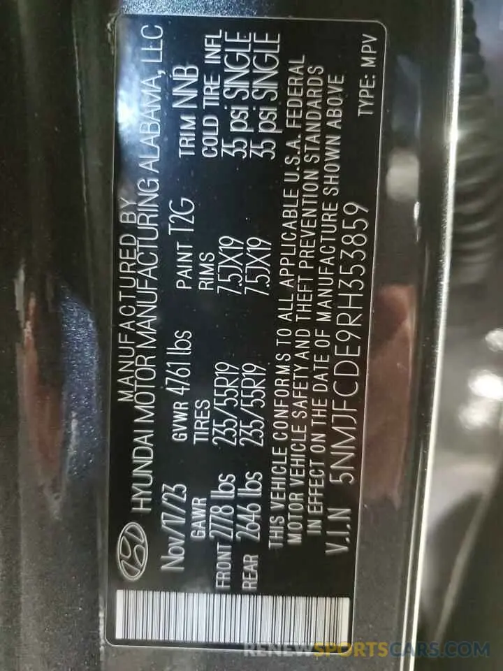 13 Photograph of a damaged car 5NMJFCDE9RH353859 HYUNDAI TUCSON 2024