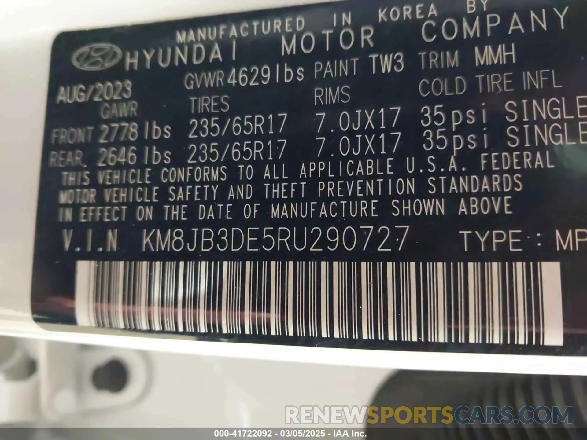 9 Photograph of a damaged car KM8JB3DE5RU290727 HYUNDAI TUCSON 2024