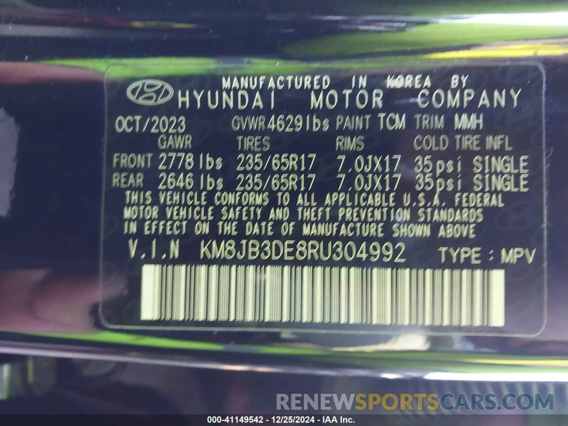 9 Photograph of a damaged car KM8JB3DE8RU304992 HYUNDAI TUCSON 2024