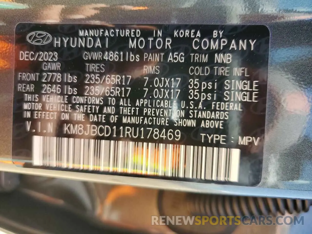 13 Photograph of a damaged car KM8JBCD11RU178469 HYUNDAI TUCSON 2024