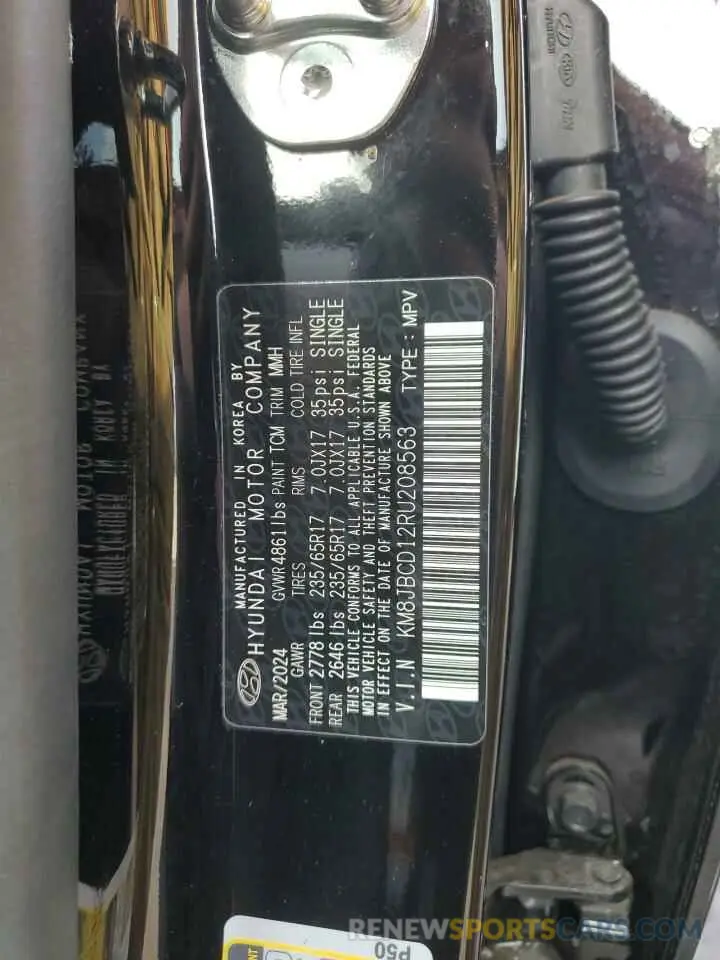 13 Photograph of a damaged car KM8JBCD12RU208563 HYUNDAI TUCSON 2024
