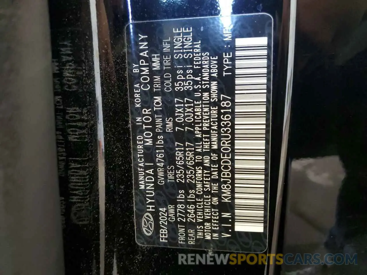 13 Photograph of a damaged car KM8JBCDE0RU336187 HYUNDAI TUCSON 2024