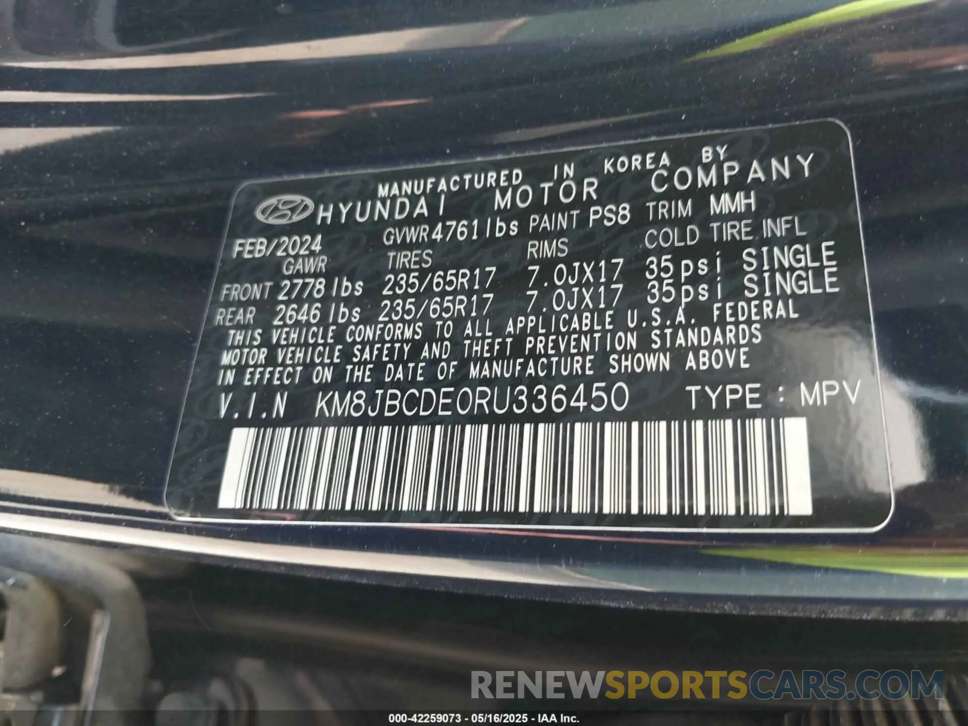 9 Photograph of a damaged car KM8JBCDE0RU336450 HYUNDAI TUCSON 2024