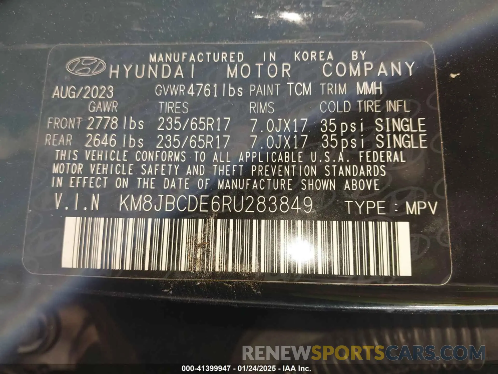9 Photograph of a damaged car KM8JBCDE6RU283849 HYUNDAI TUCSON 2024