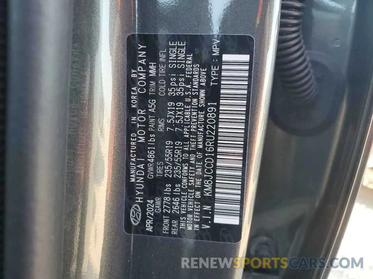 12 Photograph of a damaged car KM8JCCD16RU220891 HYUNDAI TUCSON 2024
