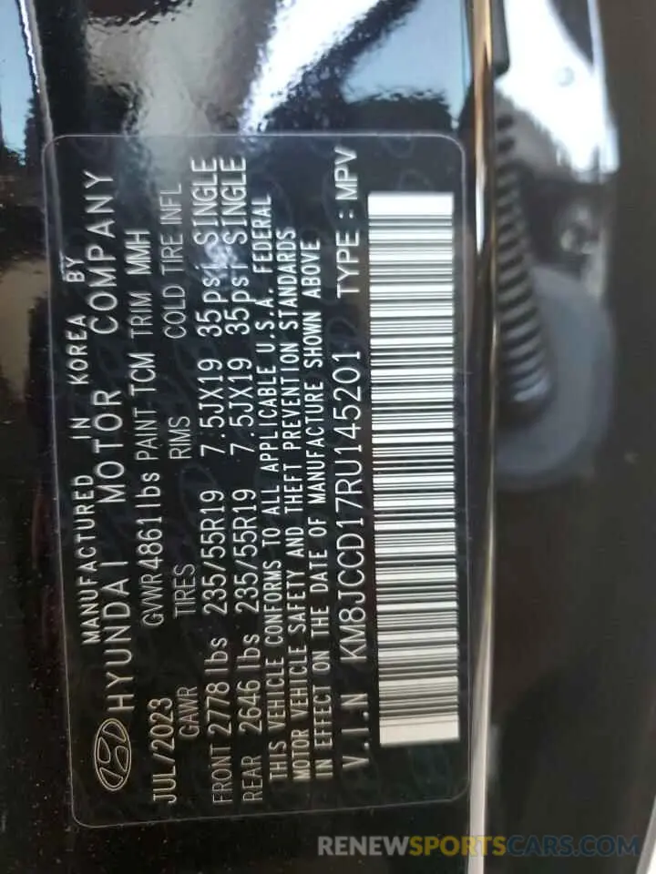 13 Photograph of a damaged car KM8JCCD17RU145201 HYUNDAI TUCSON 2024