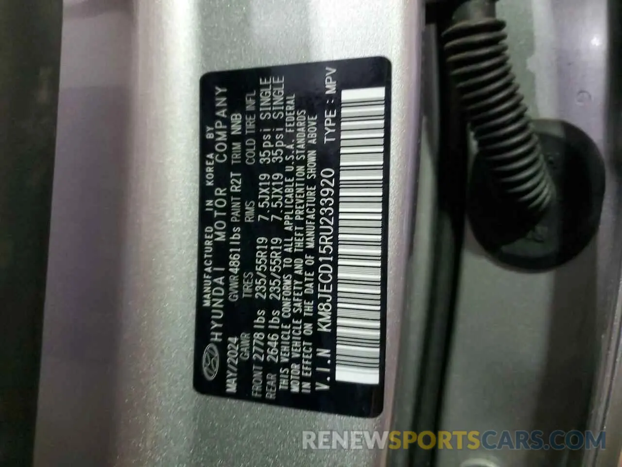 13 Photograph of a damaged car KM8JECD15RU233920 HYUNDAI TUCSON 2024