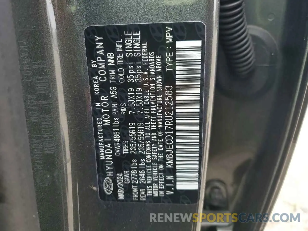 12 Photograph of a damaged car KM8JECD17RU212583 HYUNDAI TUCSON 2024