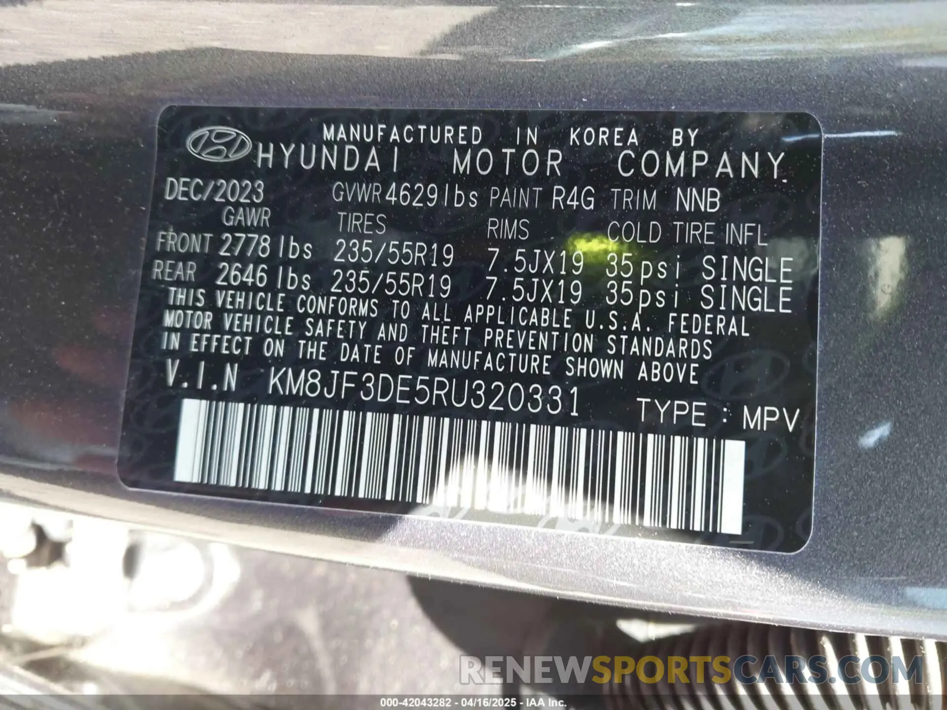 9 Photograph of a damaged car KM8JF3DE5RU320331 HYUNDAI TUCSON 2024