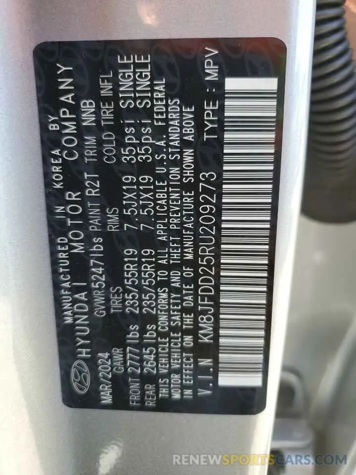 13 Photograph of a damaged car KM8JFDD25RU209273 HYUNDAI TUCSON 2024