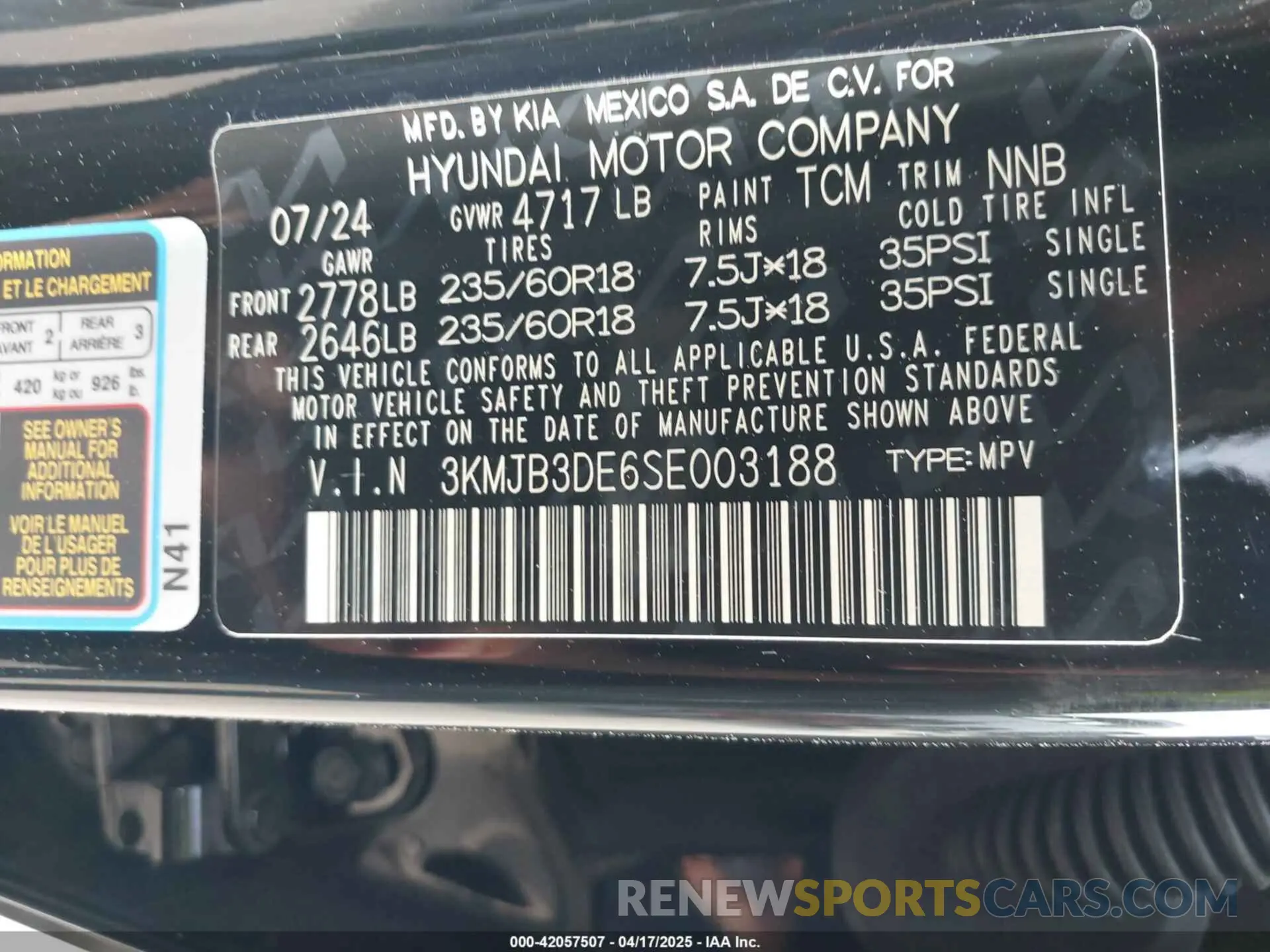 9 Photograph of a damaged car 3KMJB3DE6SE003188 HYUNDAI TUCSON 2025