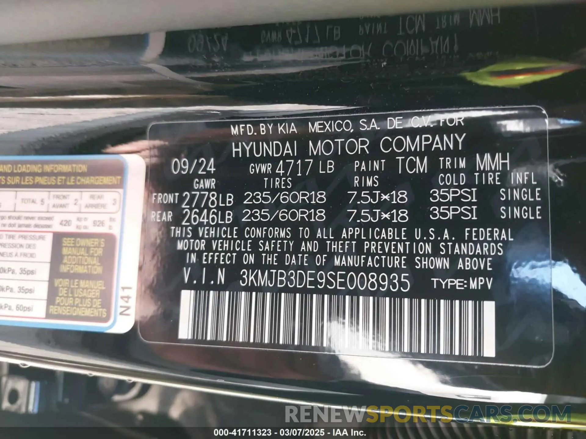 9 Photograph of a damaged car 3KMJB3DE9SE008935 HYUNDAI TUCSON 2025