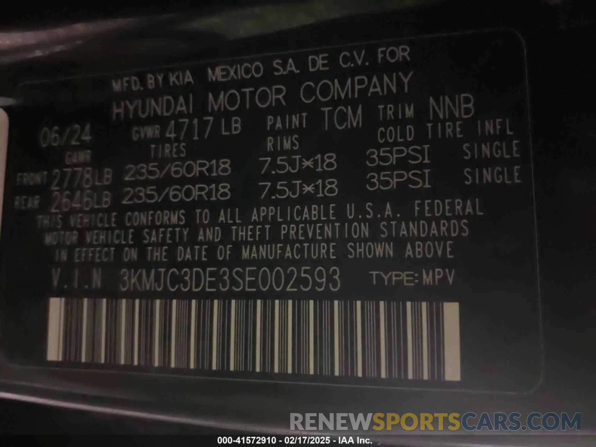 9 Photograph of a damaged car 3KMJC3DE3SE002593 HYUNDAI TUCSON 2025