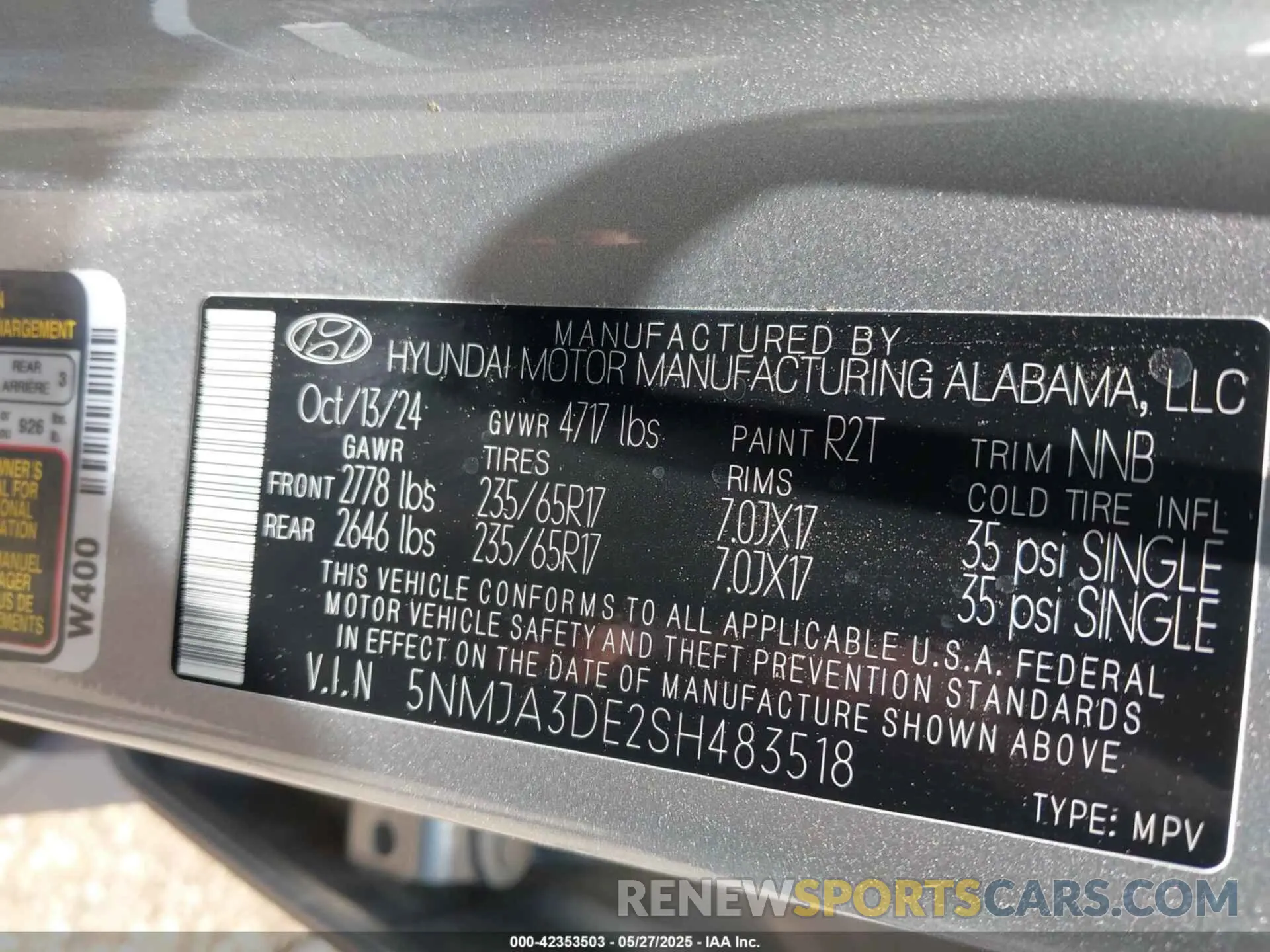 9 Photograph of a damaged car 5NMJA3DE2SH483518 HYUNDAI TUCSON 2025
