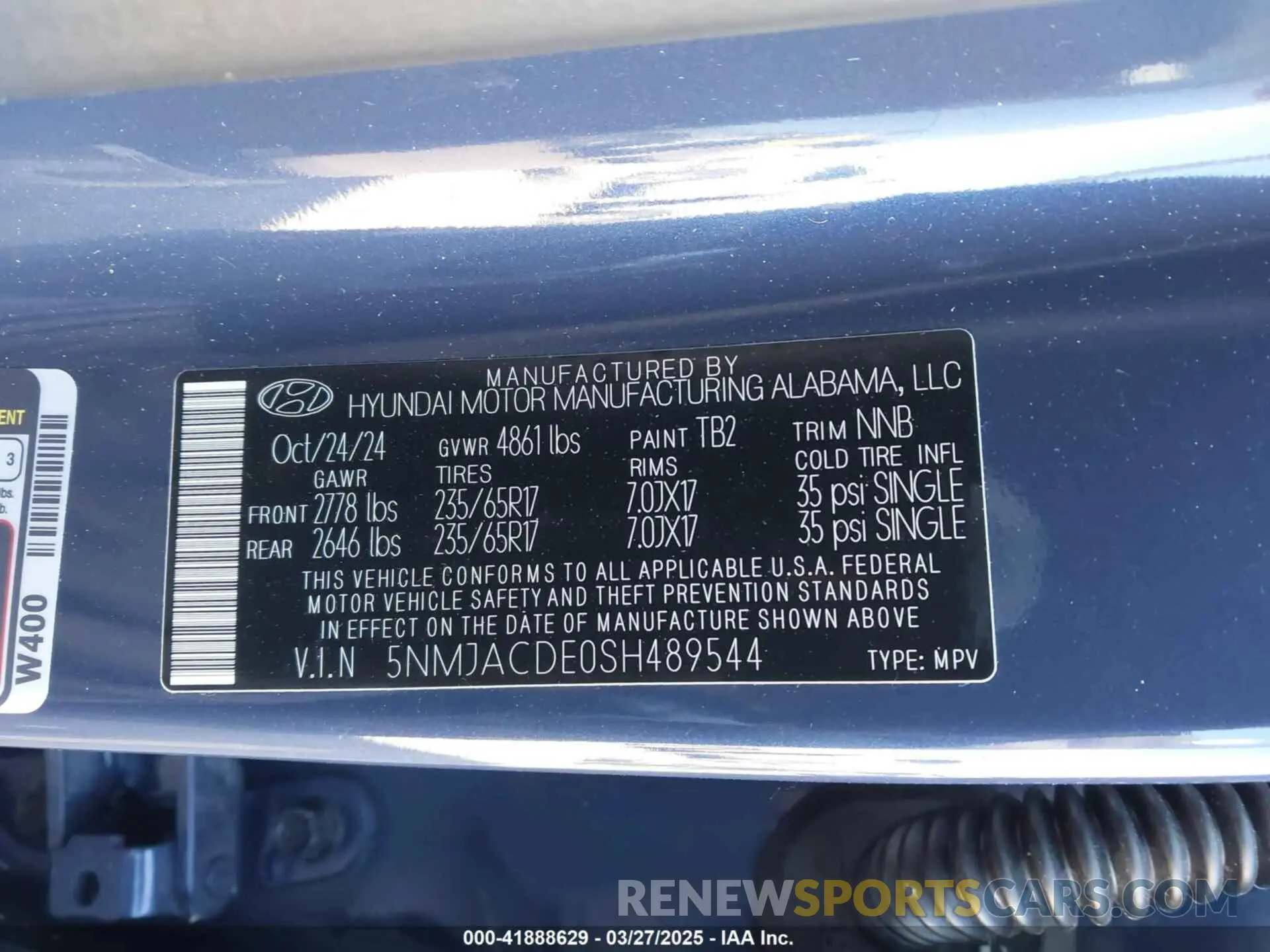 9 Photograph of a damaged car 5NMJACDE0SH489544 HYUNDAI TUCSON 2025