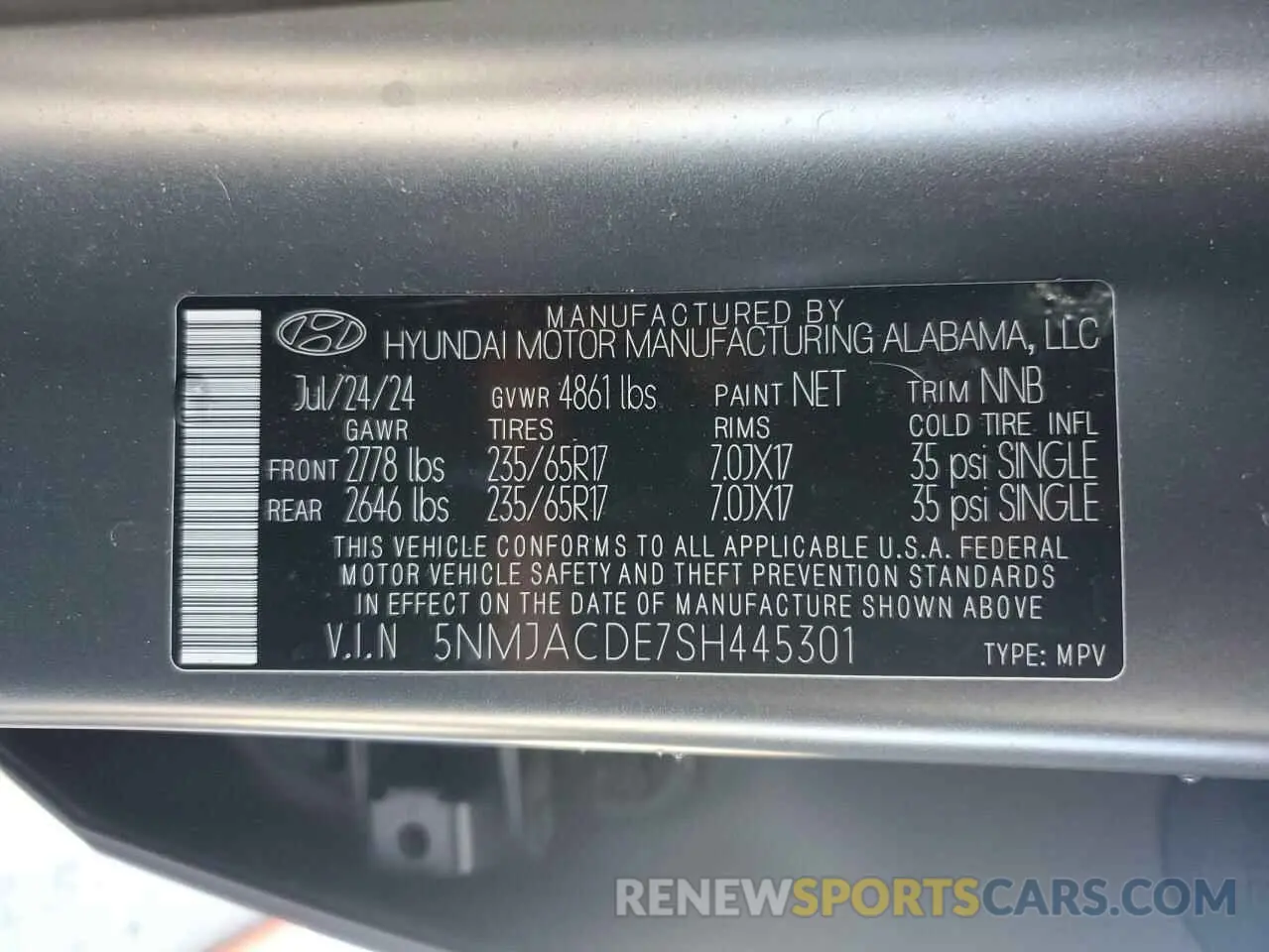 14 Photograph of a damaged car 5NMJACDE7SH445301 HYUNDAI TUCSON 2025