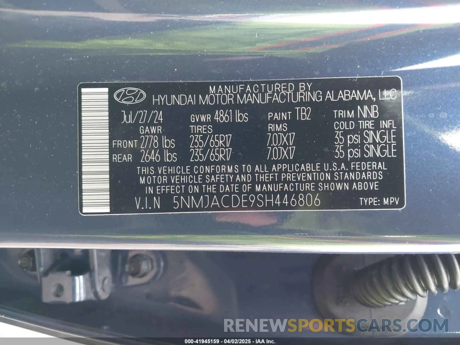 9 Photograph of a damaged car 5NMJACDE9SH446806 HYUNDAI TUCSON 2025