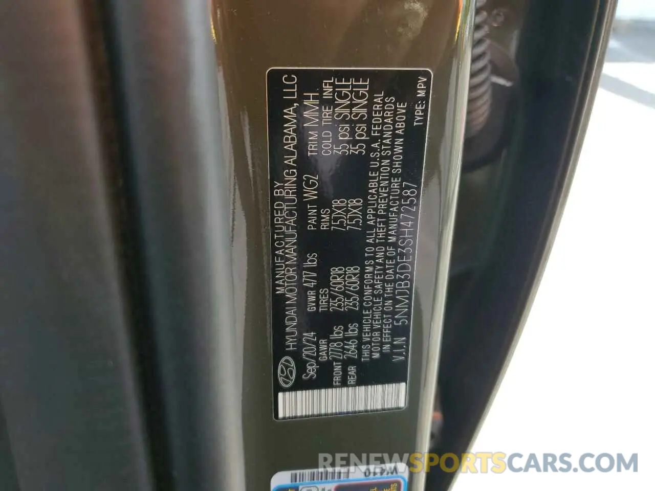 13 Photograph of a damaged car 5NMJB3DE3SH472587 HYUNDAI TUCSON 2025