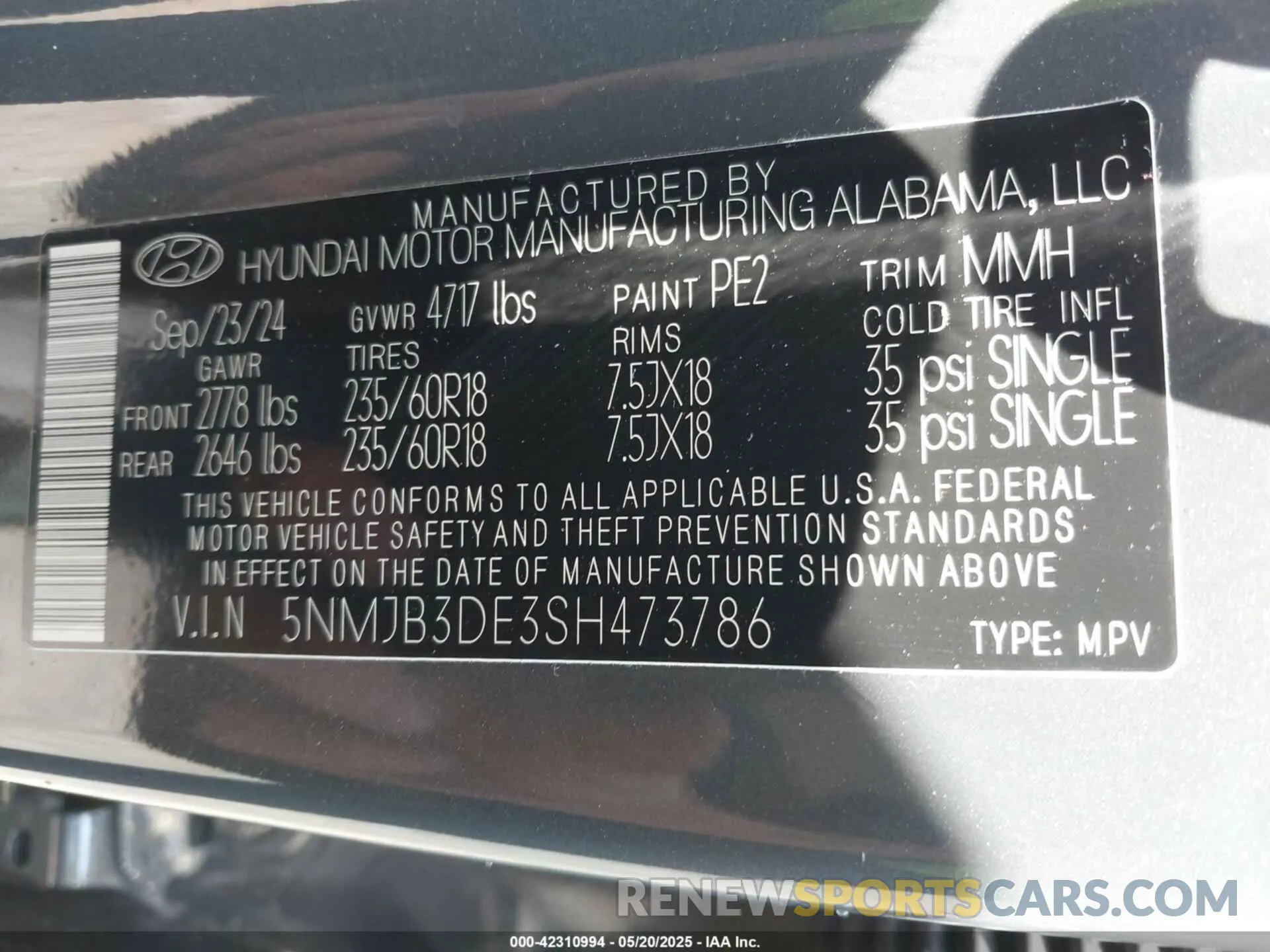 9 Photograph of a damaged car 5NMJB3DE3SH473786 HYUNDAI TUCSON 2025