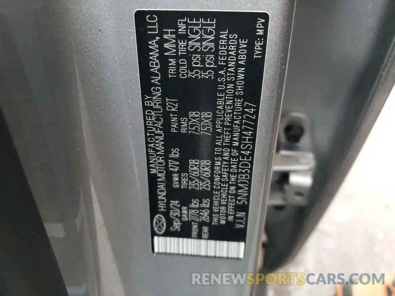 13 Photograph of a damaged car 5NMJB3DE4SH477247 HYUNDAI TUCSON 2025