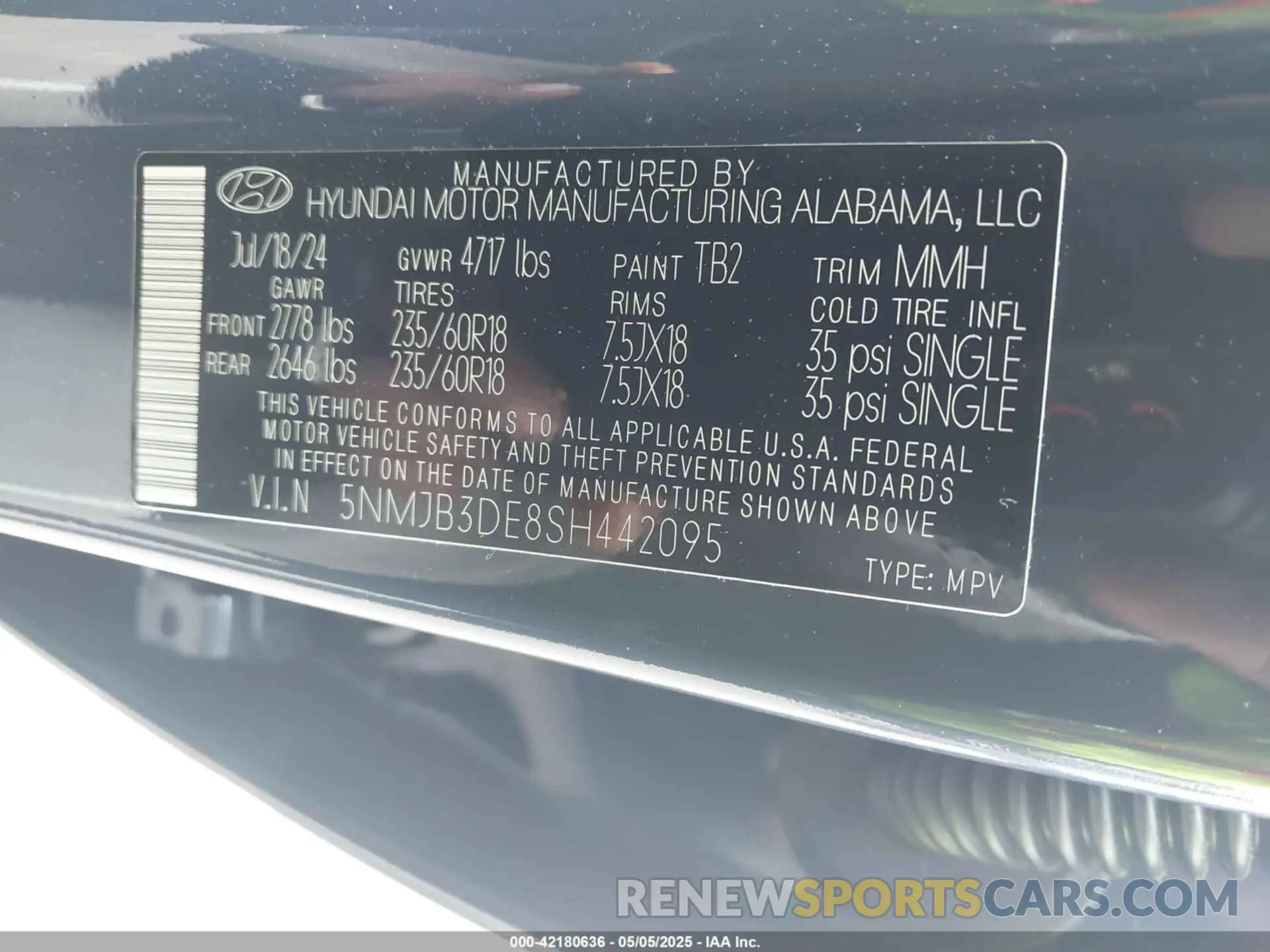 9 Photograph of a damaged car 5NMJB3DE8SH442095 HYUNDAI TUCSON 2025