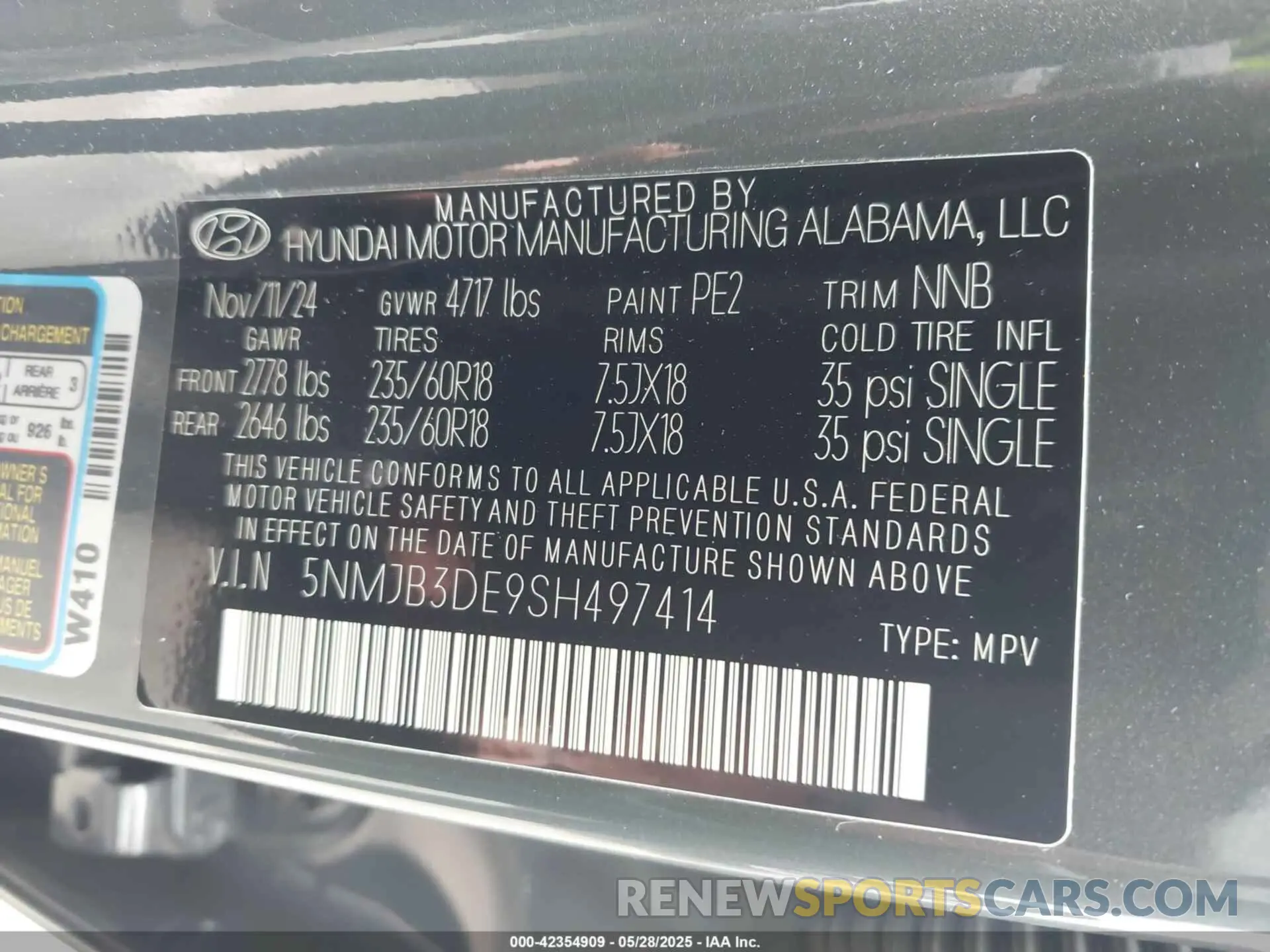 9 Photograph of a damaged car 5NMJB3DE9SH497414 HYUNDAI TUCSON 2025