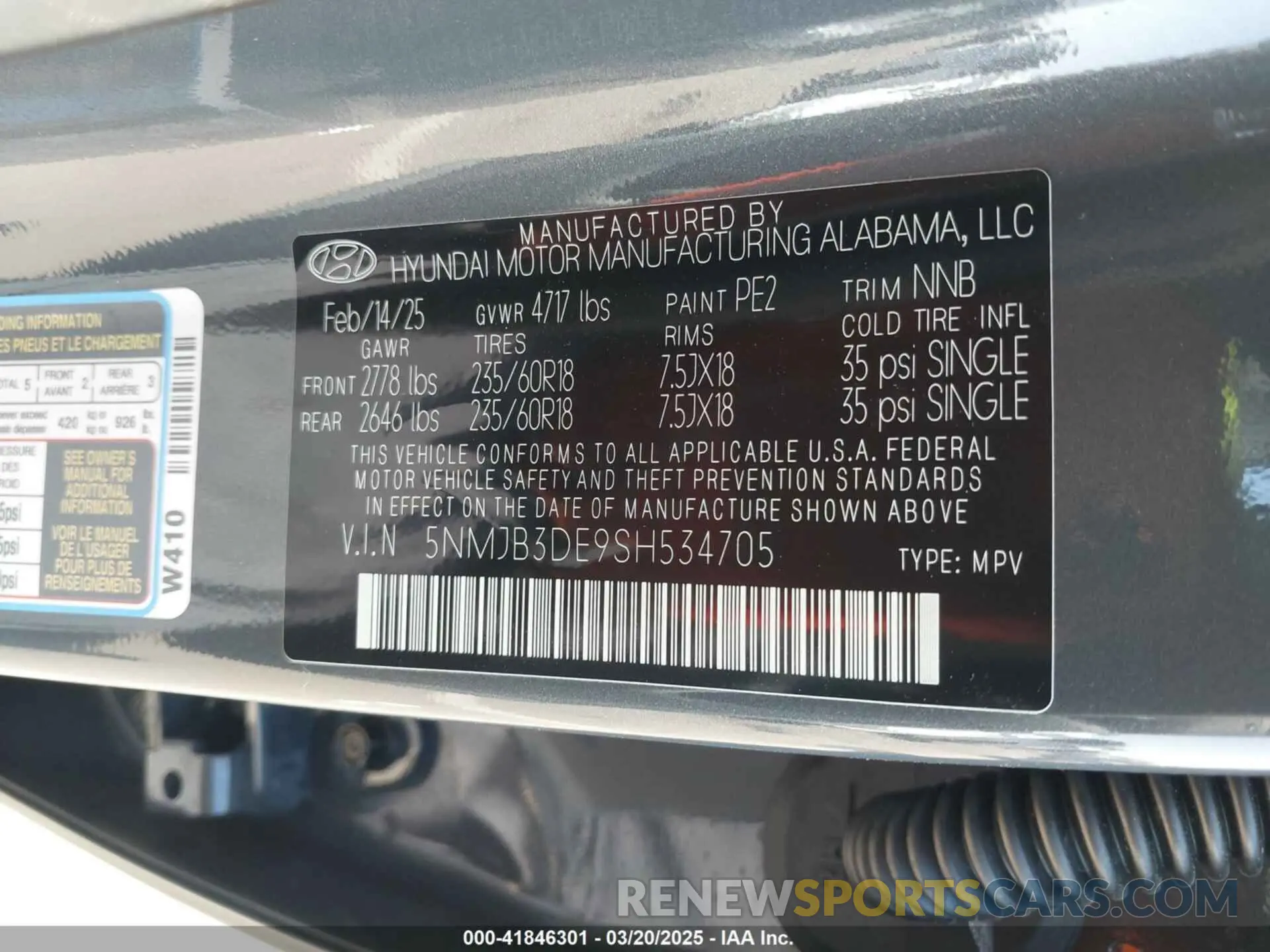 9 Photograph of a damaged car 5NMJB3DE9SH534705 HYUNDAI TUCSON 2025