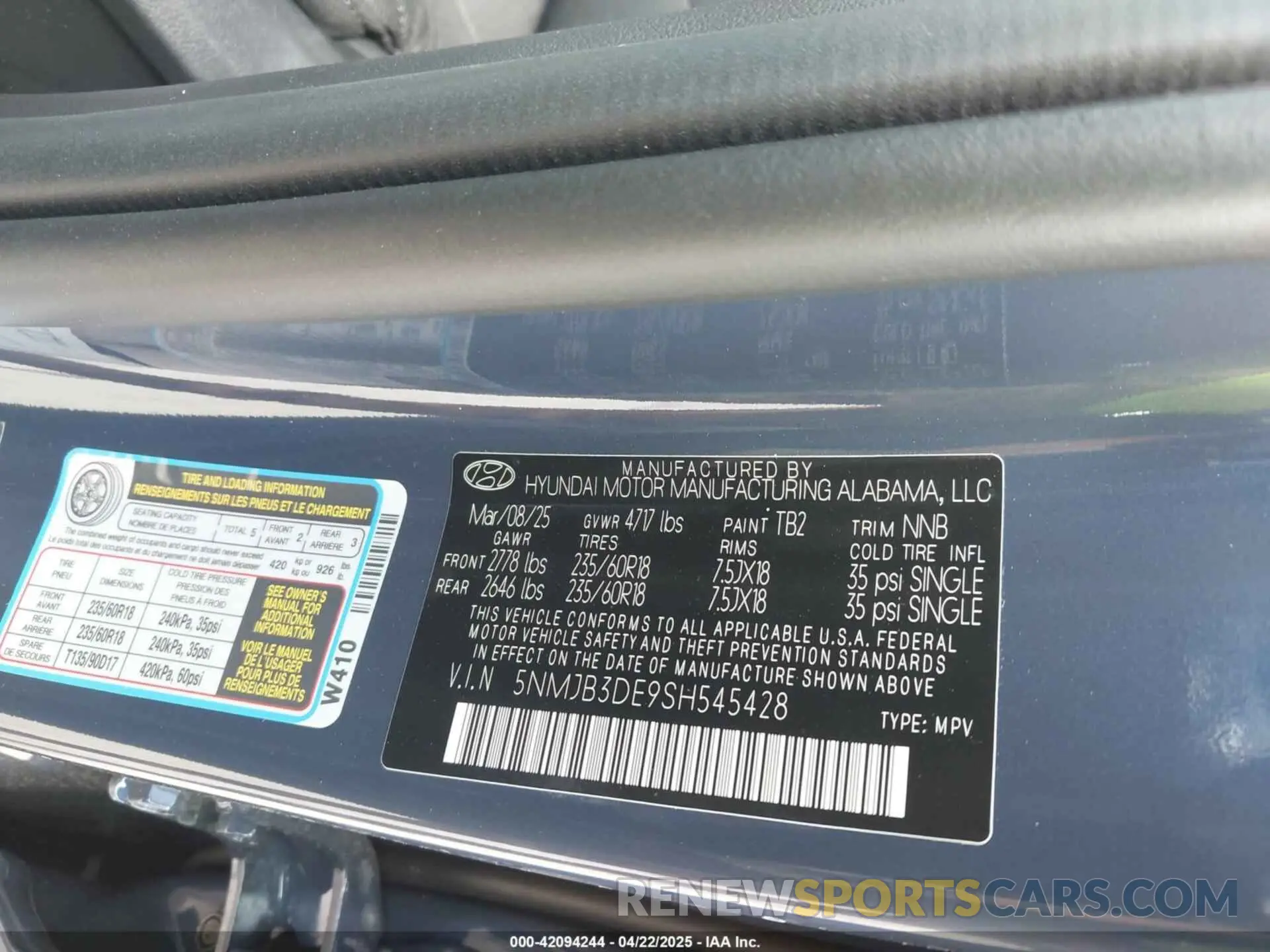 9 Photograph of a damaged car 5NMJB3DE9SH545428 HYUNDAI TUCSON 2025