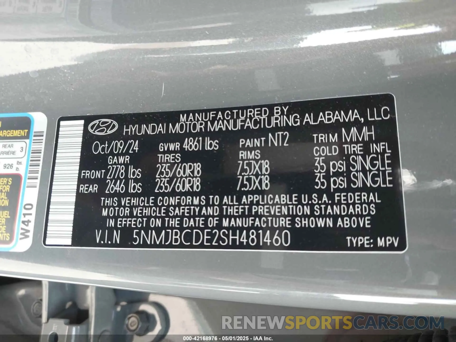9 Photograph of a damaged car 5NMJBCDE2SH481460 HYUNDAI TUCSON 2025