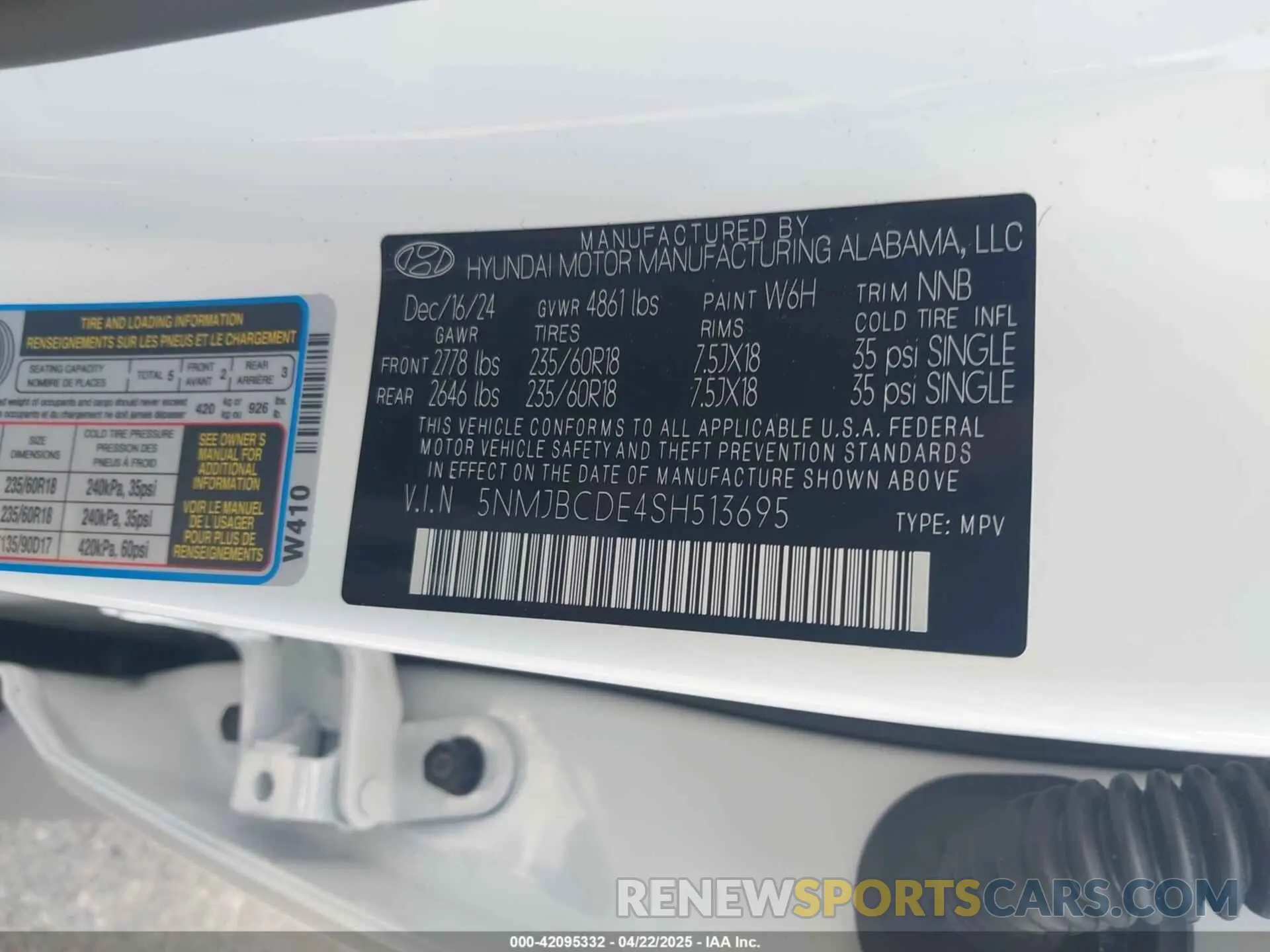 9 Photograph of a damaged car 5NMJBCDE4SH513695 HYUNDAI TUCSON 2025