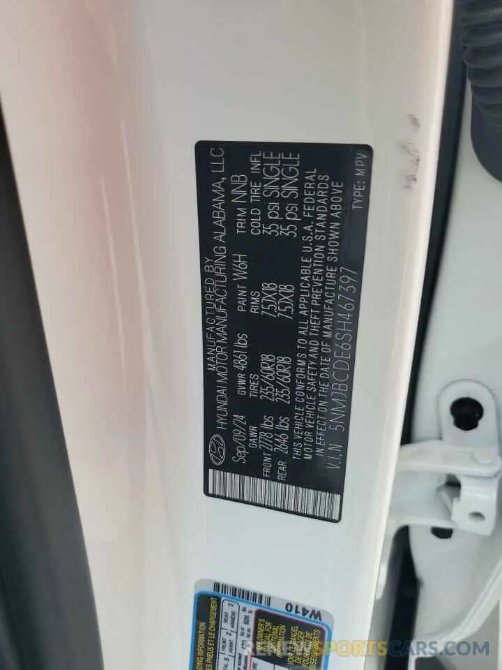 14 Photograph of a damaged car 5NMJBCDE6SH467397 HYUNDAI TUCSON 2025