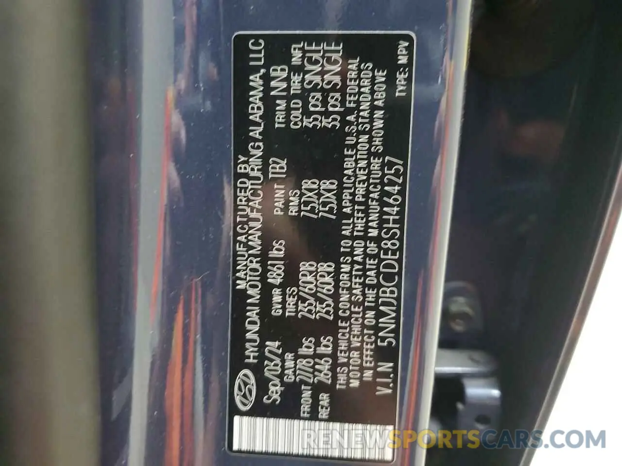 13 Photograph of a damaged car 5NMJBCDE8SH464257 HYUNDAI TUCSON 2025