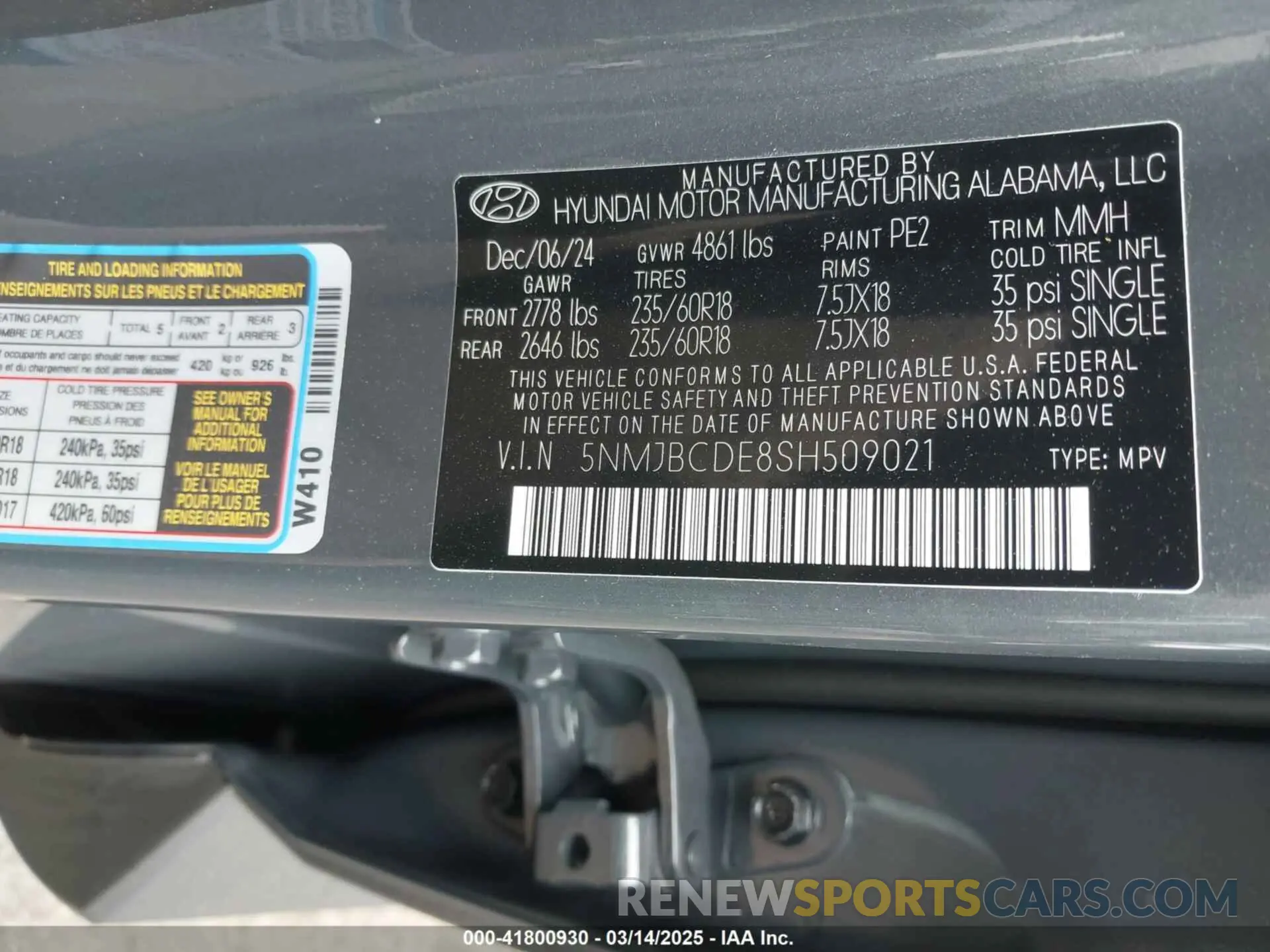 9 Photograph of a damaged car 5NMJBCDE8SH509021 HYUNDAI TUCSON 2025