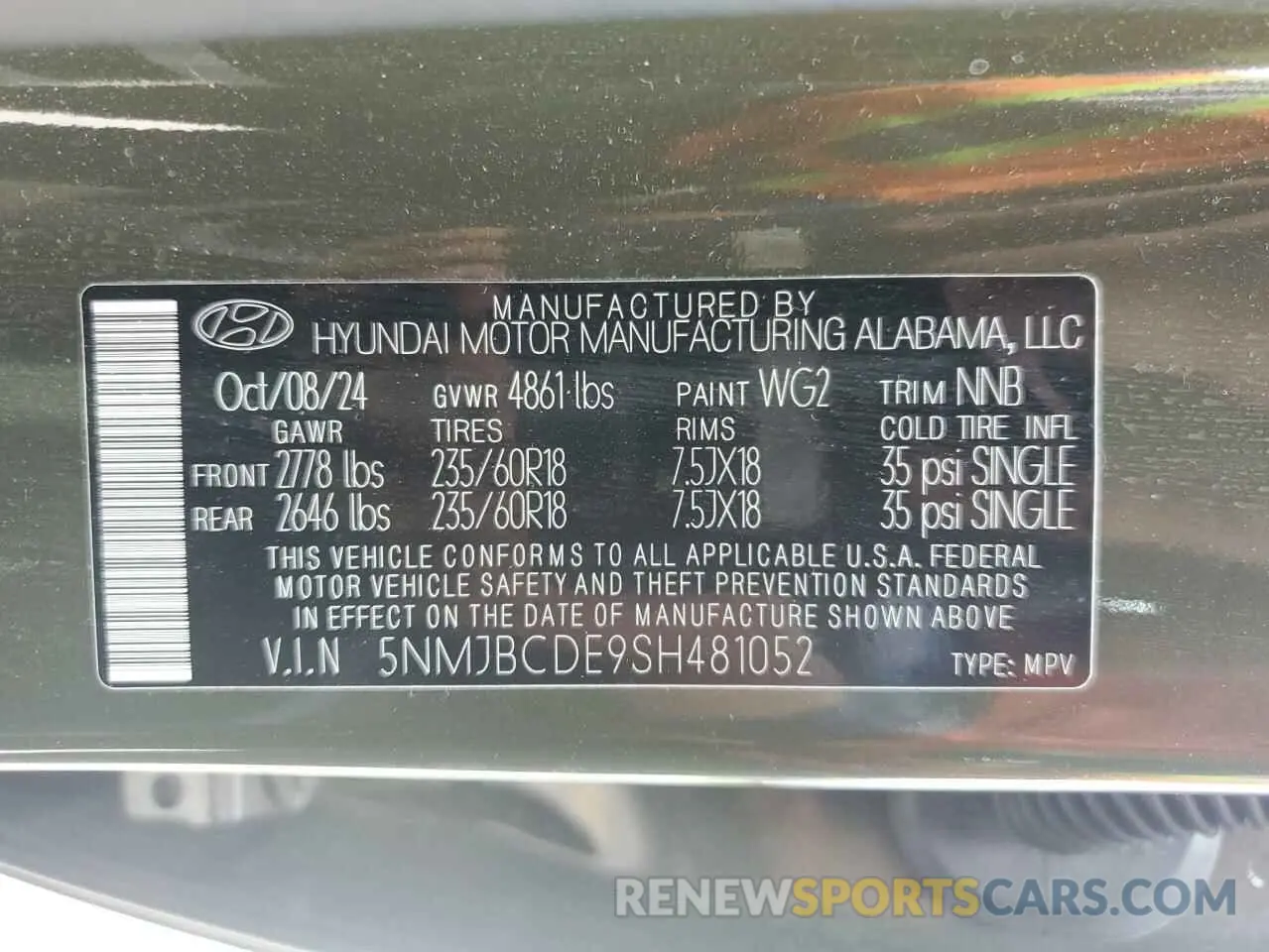 14 Photograph of a damaged car 5NMJBCDE9SH481052 HYUNDAI TUCSON 2025