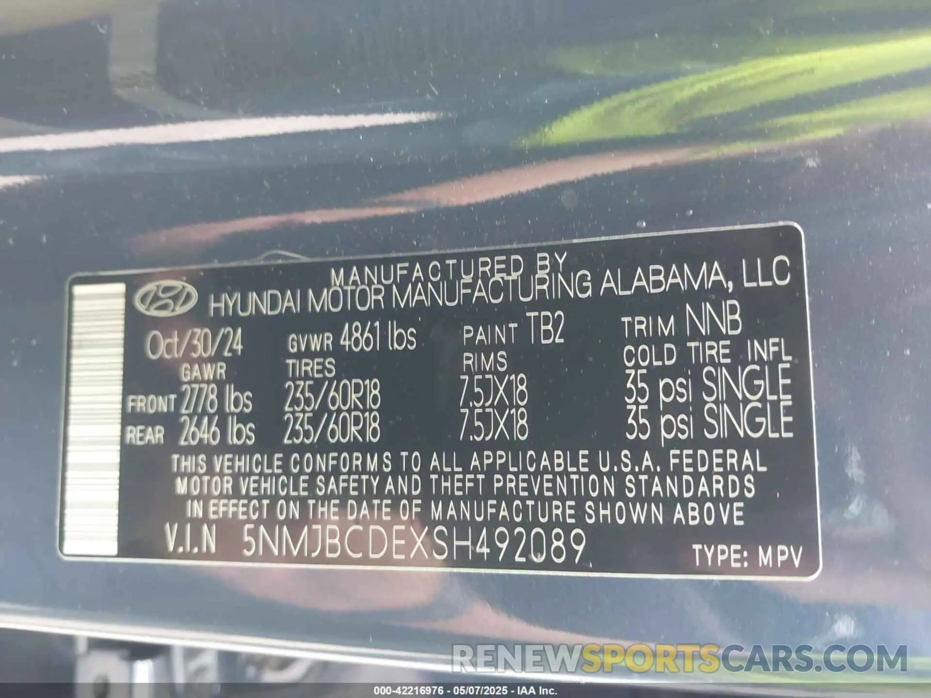9 Photograph of a damaged car 5NMJBCDEXSH492089 HYUNDAI TUCSON 2025