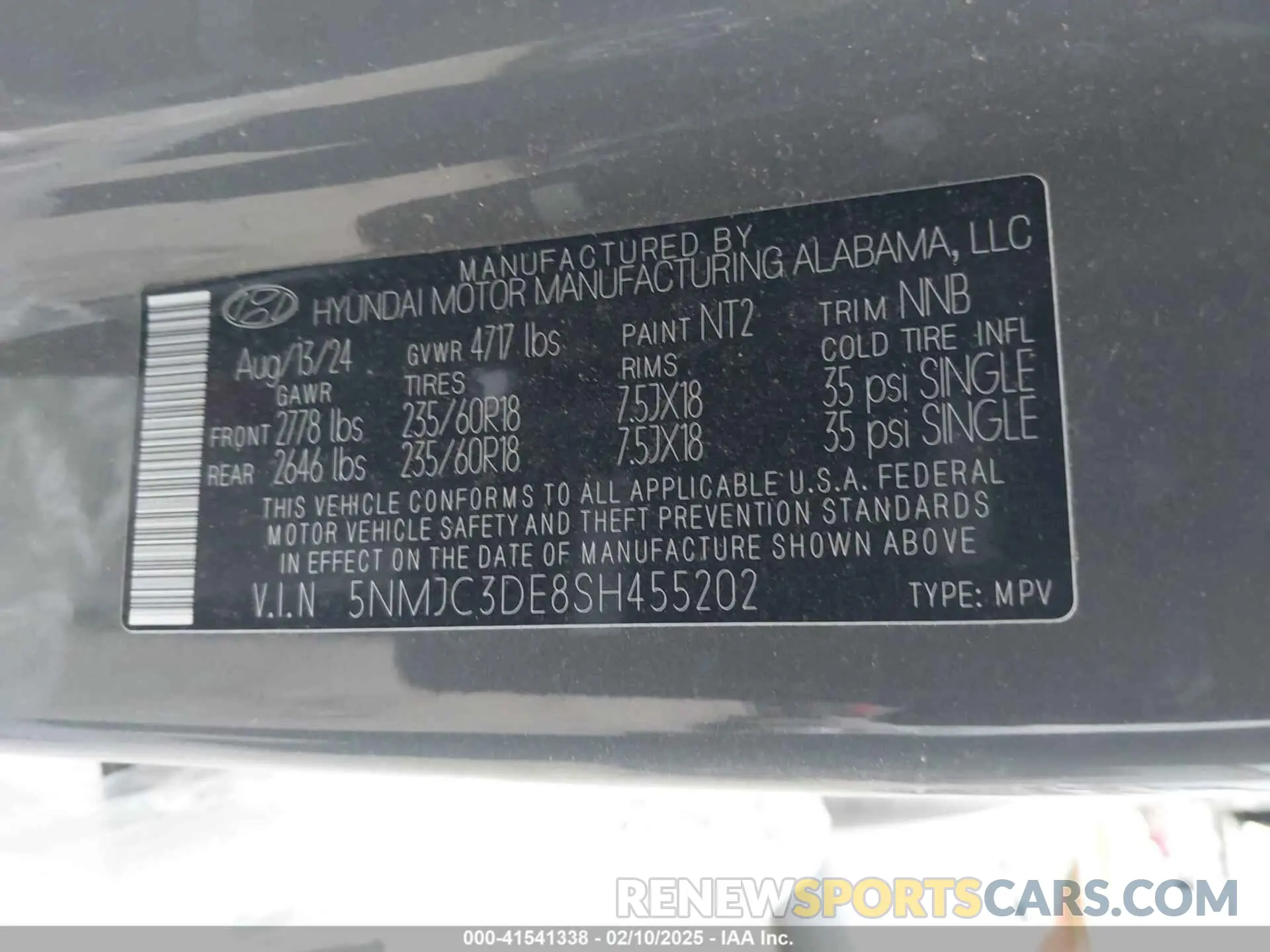9 Photograph of a damaged car 5NMJC3DE8SH455202 HYUNDAI TUCSON 2025