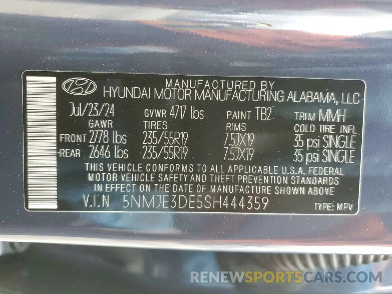 14 Photograph of a damaged car 5NMJE3DE5SH444359 HYUNDAI TUCSON 2025